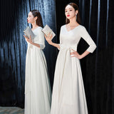 Evening Dress Dress Women Simple Big Length Of Famous White Choir Performance Clothes Long Party Sleeves HZ0517