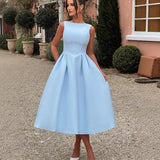 Women's Slings Light Wedding Dress 2026 Sexy Bare Back Dignified Round-Neck Temperament Waist Evening Dress HZ0517