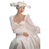 Sing Noodle French Light Wedding 2026 New Bride Wedding Super Fairy Travel Simple Long Sleeve Tail Wedding Yarn HZ0517