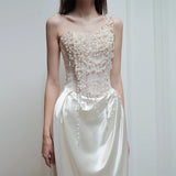 2026 French Brading Evening Dress Bridal Small Extravagant Fascirepe Go Out Yarn Heavy Industry Pearl Light Wedding Dress Dress Dress HZ0517