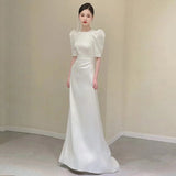 French Light Wedding Dress High-End Temperament Simple Dingy Dress Fishtail Welcome Host Banquet Evening Dress Woman HZ0517