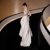 French-Style Fasting Light Wedding Temperament Bride Welcome Trip To Shoot The Yarn Small Simple High-End White Dress Dress HZ0517