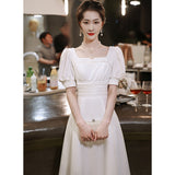 White Evening Dress Can Usually Wear A Date Registration French Dress Dress Card Light Engagement Small Dress HZ0517