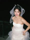 French At Large Princess Light Wedding Dress White Dress Welcome Fashion Trend License Small White Dress Yarn HZ0517
