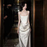 Light Wedding Bride 2026 New Simple Daily Densant Sling White Dress High Light Luxury Niche Dress HZ0517