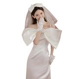 Saffron Light Wedding Dress Bride Small Drag Tail Simple White Fairy Yarn Temperament Repair Fishtail Sling Evening Dress HZ0517