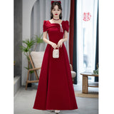Small Wine Red Wedding Toasting Bride 2026 New Summer Engagement Dress In The Long Style Of French Evening Dress HZ0517
