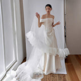 The High-Quality Texture Of The Vertiny Shoulder Wedding Dress The New Bride Simply Greets The Light Wedding Dress With Thin Engagement Dress HZ0517