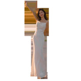 French Light Wedding Dress Super Fairy Bride Travel Simple Ribbon Sling Skirt Exterior Yarn Daily Light Small Dress HZ0517