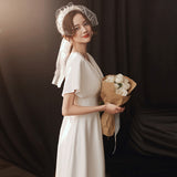 Light Wedding Dress Women 2026 Summer New White Simple French Style Court Style Small White Dress Girl HZ0517