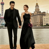 Black Light Wedding Dress Slings Long Slim Slimming Back To Shoot The Bride's Engagement Dress Studio To Take Pictures HZ0517