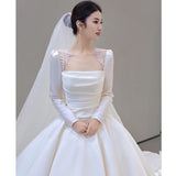 Sing Noodle Wedding Dress Bride 2026 New Main Yarn Retro Light Wedding Dress Yarn Small Long Sleeves In The Escape Of The Princess Woman HZ0517