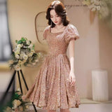 Slid Dress 2026 New French Bubble Sleeve Light Banquet Dress Choir Performance Suit HZ0517