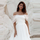 Wedding Dress Bride Word Shoulder Thin Sen Is Princess Pony Skirt French Style Yarn Temperament Light Wedding Dress HZ0517