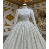 Long-Sleeved Heavy Industry Bridal Wedding Dress Luxury Tailed Wedding Dress Pony Skirt High Sense Of Light Luxury HZ0517