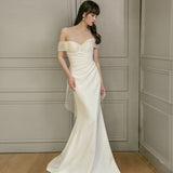 One-Word Shoulder French Light Wedding Dress 2026 New Temperament Simple Retro Mori Super Fairy Bride Married Out Of The Yarn Woman HZ0517