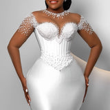 African Large-Size Wedding Dress New Fishtail Repair Bras Main Wedding Dress Mermaid Wedding Dress Woman HZ0517