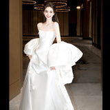 French State Brao Shot Wedding Dress 2026 New Bridal Small White Simple Go Out Main Wedding Dress Woman HZ0517