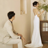 Scenic Fishtail Light Wedding Dress 2026 New Bridal French Simple Super Fairy Hanging Back Line White Evening Dress HZ0517