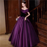 Purple One-Word Shoulder-To-Night Dress Light Luxury High-End Retro Dance Art Exam Adult Dress Temperament Niche HZ0517