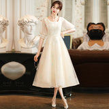 Banquet Evening Dress 2026 New Champagne Color Before The Long High-End Performance Show Fair Year Small Dress Dress HZ0517