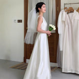 Certificate Registration Sleeveless Light Wedding Dress Bridal Registration Small White Dress French Simple Temperament Edible Engagement Dress HZ0517