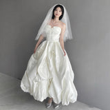 Smear The Thigh Dress Faswear Simple Niche French High-End Feeling Of Door Yarn Wedding Dress Dress HZ0517
