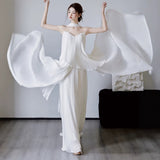 Light Wedding Dress 2026 New Morning Robe Bridal Engagement Certificate Solid Color Simple Large Size Thin French Dress Yarn HZ0517
