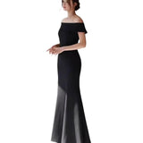 Light Wedding Dress Sen Family Travel Shooting Simple 2026 New Bride Wedding Super Fairy Shoulder Black Thin Fishtail Dress HZ0517