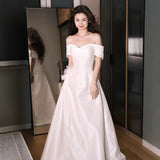 2026 New French Evening Dress Women's Life With A Light Shoulder Wedding Dress Bride Going Out Of The Yarn High-Level White Engagement HZ0517