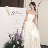 French Bra Light Wedding Dress White High-End Feeld Bridal Engagement Dress Banquet Welcome Morning Robes Go Out Yarn HZ0517
