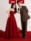A Toast To The Bride's High-End Feel Breasted Engagement Dress Red Wedding Back Door To Thank The Banquet Evening Dress HZ0517