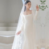 Simplicity Of The Bridal Fishtail Skirt Small Tail Lawn Summer Long Sleeves Square Yarn HZ0517