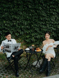 Certificate Registration Light Wedding Dress 2026 New Word Shoulder Short Small Man Morning Robe Travel Small White Dress HZ0517