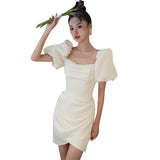 French Light Wedding Dress Small Simple Temperament Out Of The Yarn Short Certificate Registration Of The Fasing Small White Dress Engagement Dress HZ0517