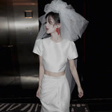 French Light Wedding Dress Senior Feeling Bride Niche Wedding Welcome Go Out Of The Yarn Series Super Fairy Dentender Split Dress Dress HZ0517