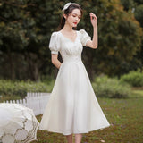 White Certificate Registration Small White Dress French Fastine Engagement Daily Can Wear Small Dress Dress Dress HZ0517