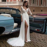 2026 Spring New Temperament Deep V Body White Simple Tail Evening Dress HZ0517