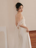 Korean Light Wedding Dress Champagne Morning Robe Dress 2026 Summer New Bridal Trip Hanging Neck Sling Wedding Dress HZ0517