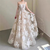 New White Breasted Light Wedding Dress Engagement Senior Feeling Heavy Workeven Dress Wedding Wedding Morning Robes HZ0517