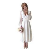 Travel Shot Wedding 2026 Spring New Wedding Long-Sleeved Super Fairy Simple White Evening Dress Ebay HZ0517