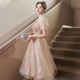 French Small Dress 2026 New Champagne Sweet Adult Ceremony Candidates Day Banquet Light Luxury Niche Evening Dress HZ0517