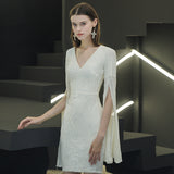 2026 New Banquet Evening Dress Girl Small Short Dress Famous Lady Bodydress Host Temperament V Collar Short Skirt HZ0517