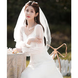 French-Style Sedation Light Wedding Dress Certificate Small White Dress Man Engagement Registration Can Usually Wear White Dress Woman HZ0517