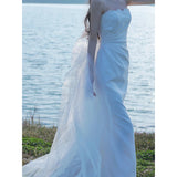 Suspension Light Wedding Dress 2026 New French Denwear Dress Dress Bridal White Welcome Out Of The Yarn Small Tail HZ0517