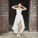 French-Style Thing Noodles Wedding Dress Simple White Sling Engagement Dress Temperament High Feeling Bride Go Out Yarn HZ0517