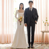 Simplicity Of The Bridal Fishtail Skirt Small Tail Lawn Summer Long Sleeves Square Yarn HZ0517
