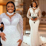 African Bride's Main Wedding Dress 2025 New Long Sleeve Grand Wedding Mermaid Repair Fishtail Wedding Winter HZ0517