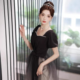 Black Evening Dress Women 2026 New Fashion Temperament Host Dress Piano Performance Art Fairy Dress HZ0517