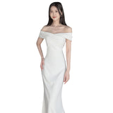 Scenic Light Wedding Dress 2026 New Bridal French Small Tail Shoulder Fishtail Dress Linen Welcome HZ0517